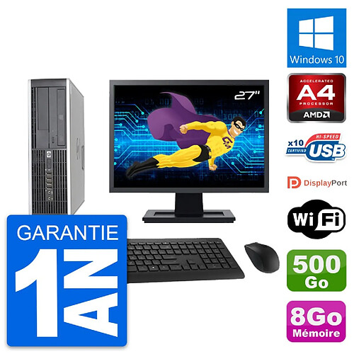 PC HP 6305 Pro SFF Ecran 27" AMD A4-5300B RAM 8Go Disque 500Go Windows 10 Wifi · Occasion