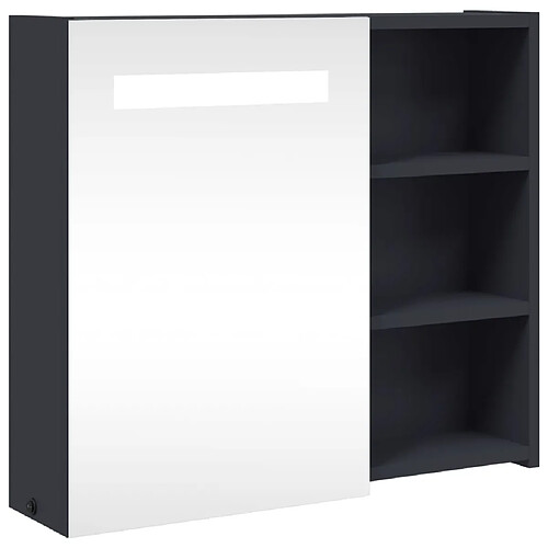 Maison Chic Armoire de salle de bain,Meuble de rangement,Meuble haut à miroir avec LED gris 60x13x52 cm -GKD427070