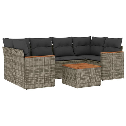 Maison Chic Salon de jardin avec coussins 7 pcs, Ensemble Tables et chaises de jardin, gris résine tressée -GKD287942