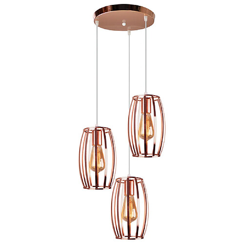 Stoex Suspensions Luminaires Industriel Luminaire 3 Cage forme Olive , Or rose Lustre Abat-jour en Style Nordique E27 Noir pour Décor Restaurant Salle Chambre