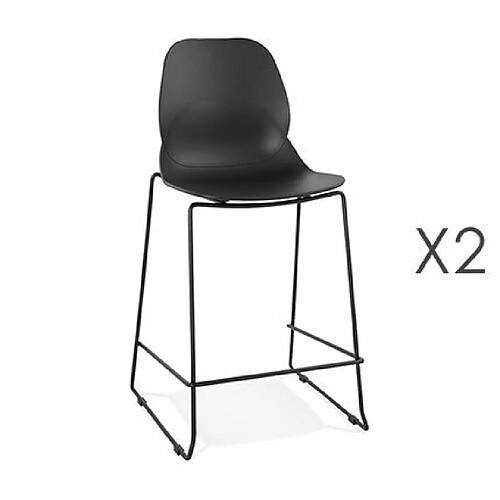 Mes Lot de 2 chaises de bar 52x51,5x101 cm noires pieds noirs - LAYNA