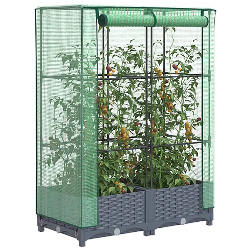 vidaXL Jardinière surélevée avec housse aspect rotin 80x40x123 cm