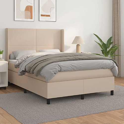 vidaXL Sommier à lattes de lit avec matelas Cappuccino 140x190 cm