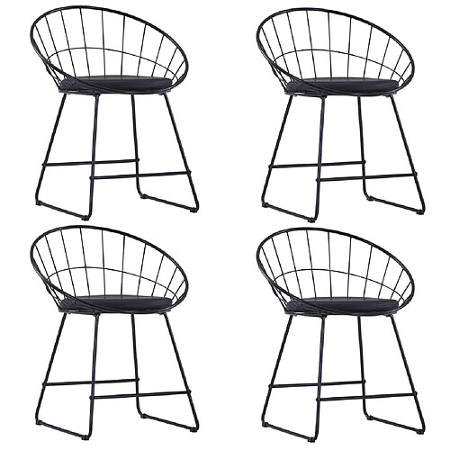 Maison Chic lot de 4 Chaises de salle à manger Chaise de cuisine similicuir noir acier -MN85392