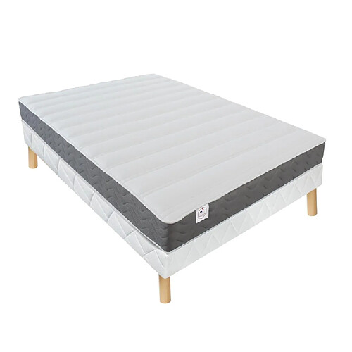 Vente-Unique Ensemble 140 x 190 cm sommier + matelas mousse HD mémoire de forme et tissu 3D respirant ép.18cm - HEAVEN de DREAMEA