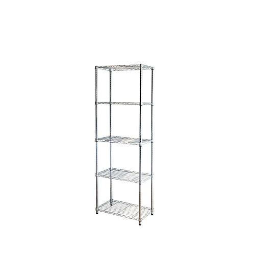 Eurowale Rayonnage métallique KIT CLOSET Série Stylo - 5 étagères - Chromé - 180 x 35 x 60 cm