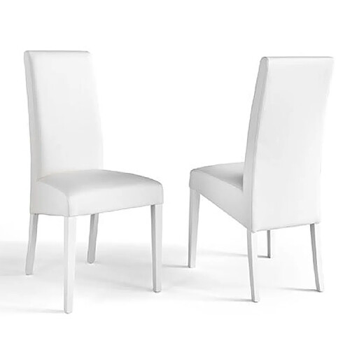 Mes Lot de 2 chaises repas 47x64x102 cm en PU et pieds blancs