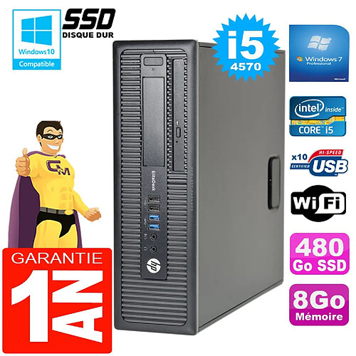 PC HP EliteDesk 800 G1 SFF Core I5-4570 8Go Disque 480Go SSD Graveur DVD Wifi W7 · Occasion