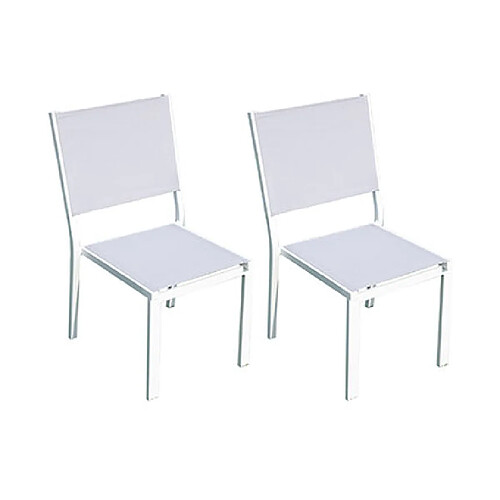 Mes Lot de 2 chaises en aluminium et textilène coloris blanc