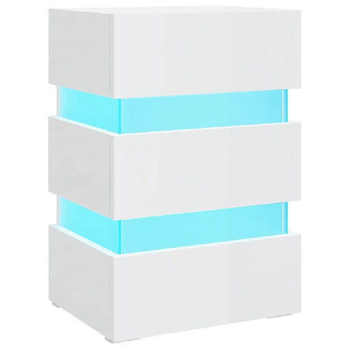 Maison Chic Table de chevet | Table de nuit à LED blanc brillant 45x35x67 cm -GKD50749