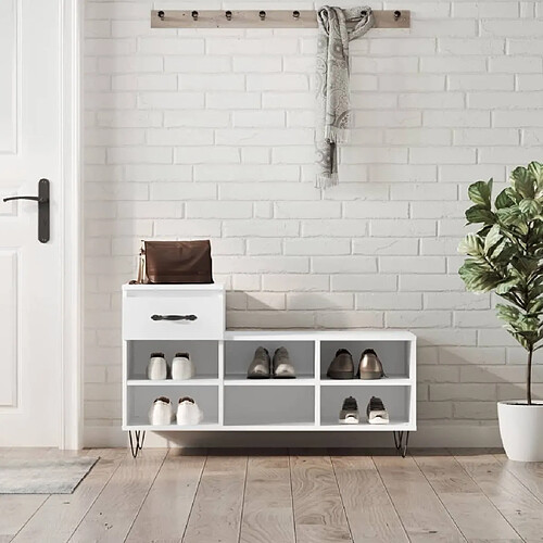 Maison Chic Armoire à Chaussures,Meuble de Rangement à Chaussures Blanc 102x36x60 cm Bois d'ingénierie -MN15753