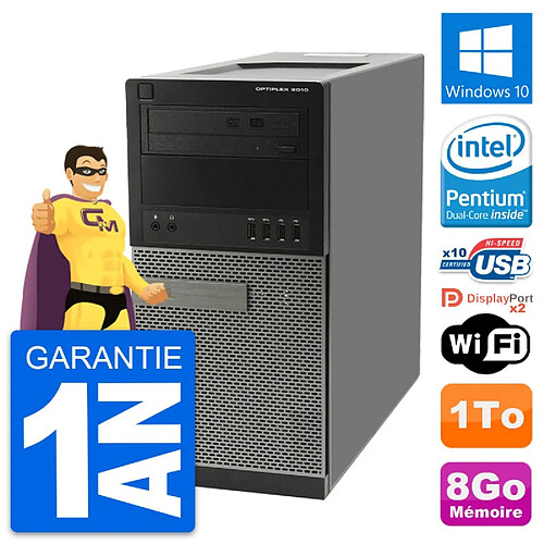 PC Tour Dell OptiPlex 9010 Intel Pentium G630 RAM 8Go Disque 1To Windows 10 Wifi · Occasion