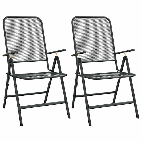 Maison Chic Lot de 2 Chaises pliables de jardin - Fauteuil d'extérieur Maille métallique Anthracite -MN20125