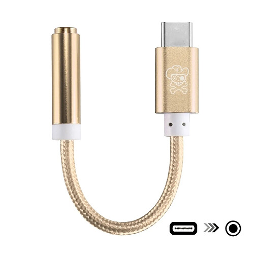 Wewoo Adaptateur or Audio USB-C / Type-C vers Jack 3,5 mm Nylon Tissé, Longueur: environ 10cm