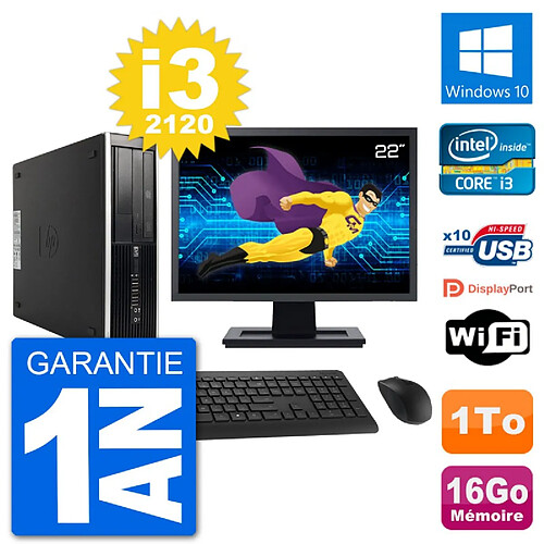 PC HP Compaq 6200 Pro SFF Ecran 22" i3-2120 RAM 16Go Disque 1To Windows 10 Wifi · Occasion