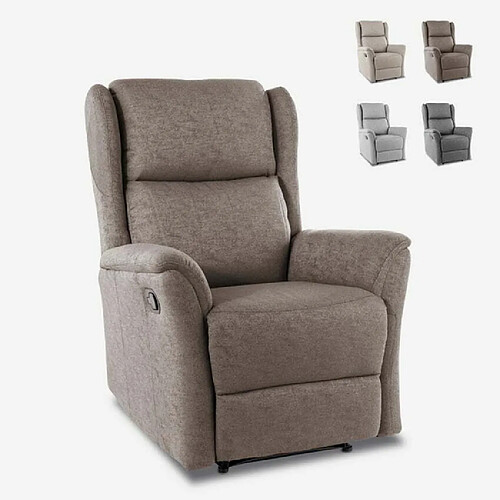 LE ROI DU RELAX Fauteuil relax inclinable manuel en tissu équipé d'un repose-pied Hope | Couleur: Marron