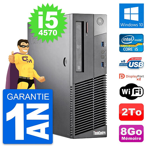 PC Lenovo ThinkCentre M93p SFF Intel i5-4570 RAM 8Go Disque 2To Windows 10 Wifi · Occasion