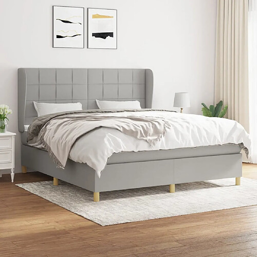 vidaXL Sommier à lattes de lit avec matelas Gris clair 180x200cm Tissu