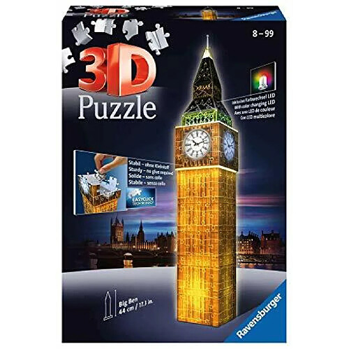 Ravensburger Big Ben - Night Edition - Puzzle 3D 216 piAces pour enfants et adultes - La technologie Easy click signifie que les piAces semboAtent parfaitement