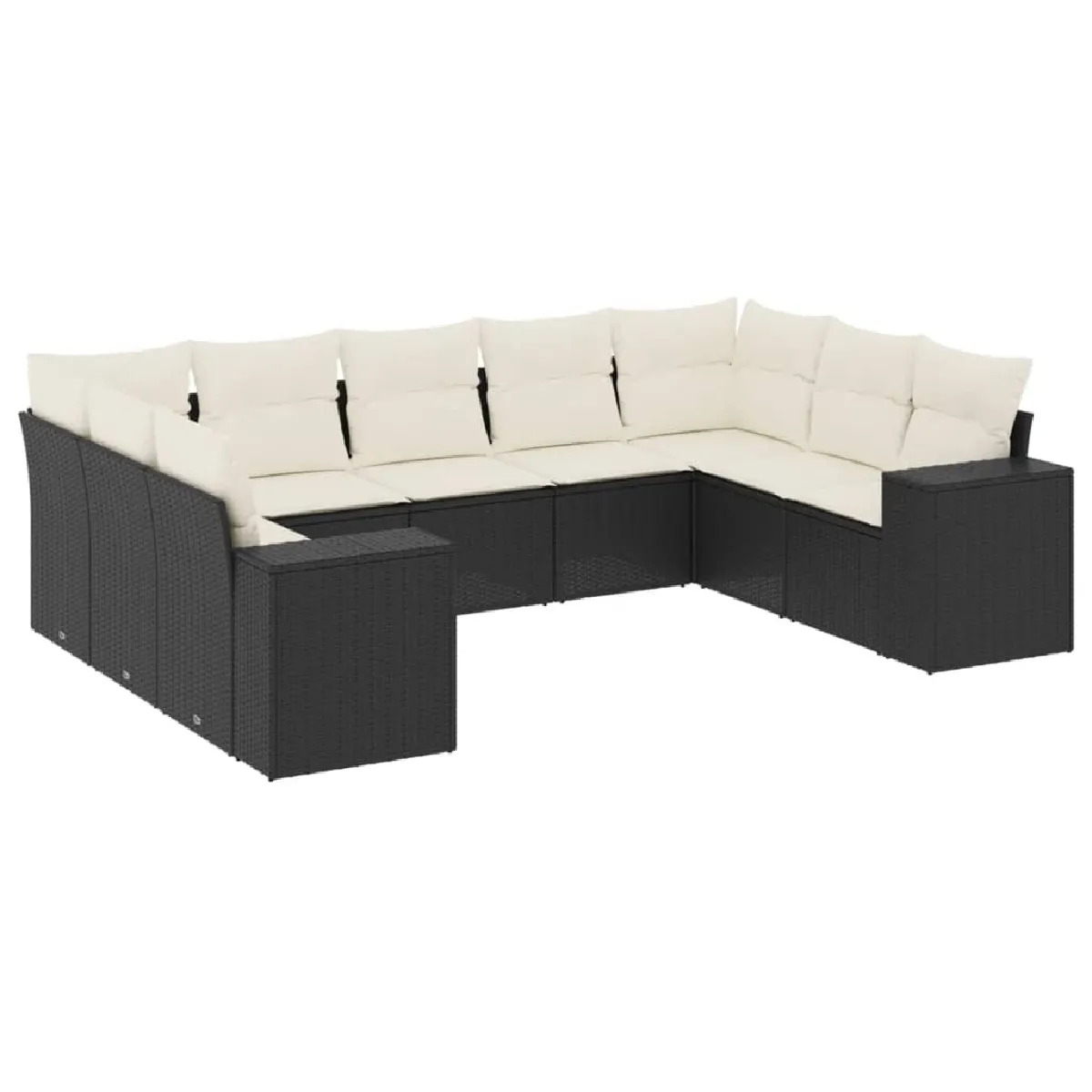 Maison Chic Ensemble Tables et chaises d'extérieur 9 pcs avec coussins,Salon de jardin noir résine tressée -GKD276388