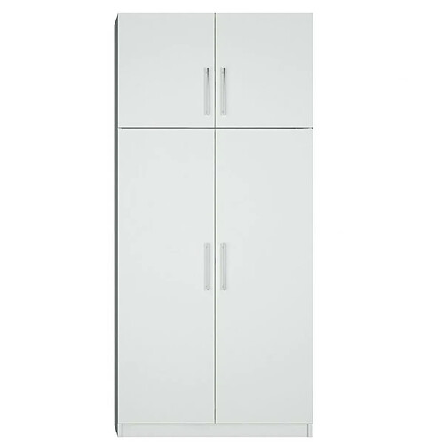 Inside 75 Armoire de rangement 2 tringles penderie 4 portes largeur 100 cm coloris blanc mat