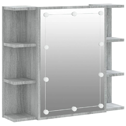 Helloshop26 Armoire salle de bain meuble à miroir avec led 70 x 16,5 x 60 cm gris 02_0006677