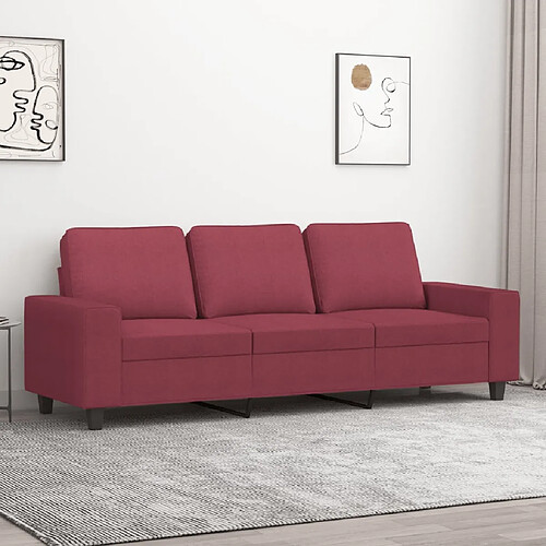 vidaXL Canapé à 3 places Rouge bordeaux 180 cm Tissu