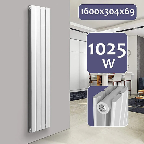 Helloshop26 Radiateur chauffage centrale pour salle de bain salon cuisine couloir chambre à coucher panneau double 160 x 30,4 cm blanc 01_0000218