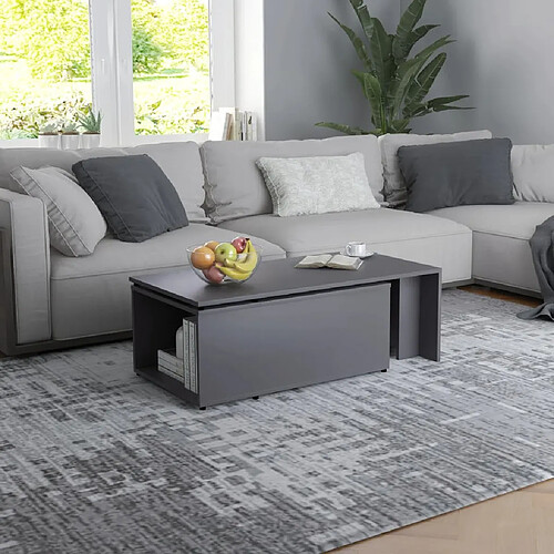 vidaXL Table basse Gris 150x50x35 cm Bois d'ingénierie