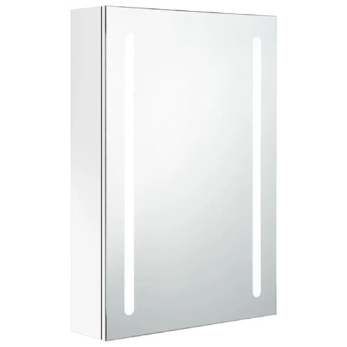 Maison Chic Armoire de salle de bain,Meuble de rangement,Meuble haut à miroir LED Blanc brillant 50x13x70cm -GKD223385