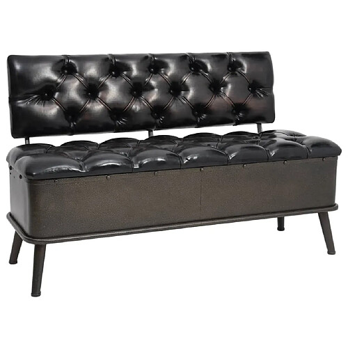 vidaXL Banc de rangement avec dossier 110 cm Noir Similicuir