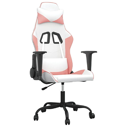 Maison Chic Chaise Gaming | Chaise de jeu de massage Ergonomique | Chaises de Bureau Blanc et rose Similicuir -GKD30111