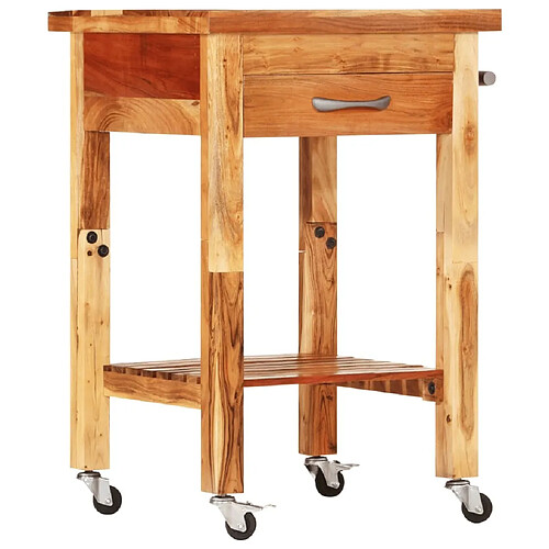 Maison Chic Desserte de cuisine | Chariot de cuisine | Meuble de rangement roulant 55x55x89 cm bois massif d'acacia -GKD29588