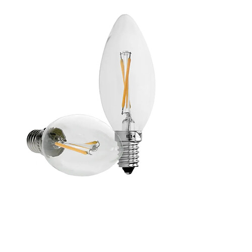 ECD Germany 1 paquet de bougies à filament LED E14 2W 204 lumens Angle de faisceau à 120 ° Le courant alternatif 220-240V initialise une lampe à incandescence de 15W environ