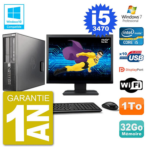 PC HP Z220 SFF Ecran 22" Core i5-3470 RAM 32Go Disque 1To Graveur DVD Wifi W7 · Occasion