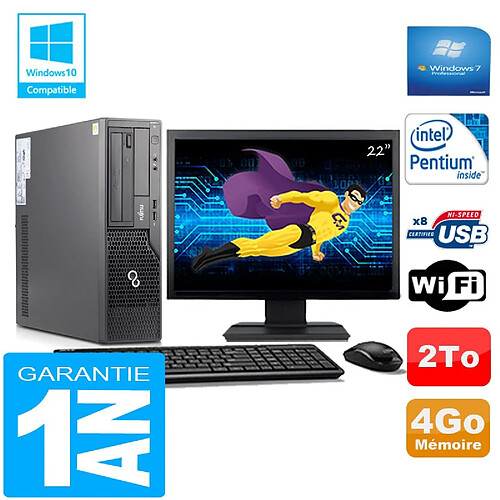 PC Fujitsu Esprimo E500 E85+ SFF Intel G640 4Go Disque 2 To Wifi W7 Ecran 22" · Occasion