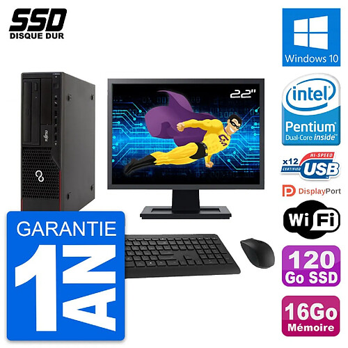 PC Fujitsu E910 DT Ecran 22" Intel G630 RAM 16Go SSD 120Go Windows 10 Wifi · Occasion