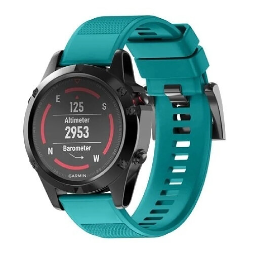 Wewoo Bracelet pour montre connectée Dragonne rapide en silicone amovible Fenix 5 22mm Bleu Vert