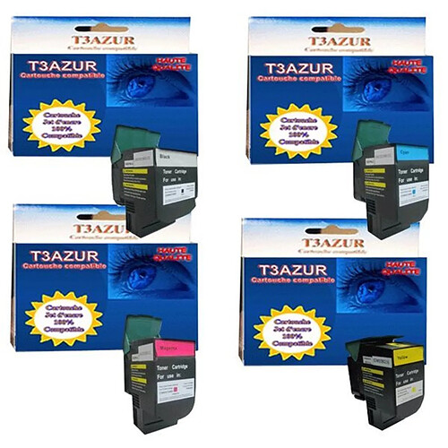 T3Azur 4 Toners Lexmark C544dn / C544dtn / C544dw - Compatible