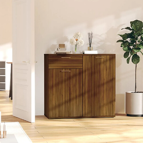 vidaXL Buffet Chêne marron 80x36x75 cm Bois d'ingénierie