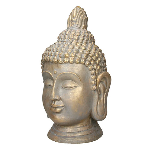 Ecd Germany Statue tête de Bouddha 74,5 cm aspect bronze en polyrésine Yoga Feng-Shui Reiki