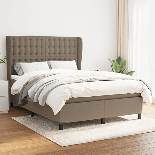 Maison Chic Lit Adulte - Lit simple Lit à sommier tapissier avec matelas moelleux - Meuble de Chambre - Taupe 140x200 cm Tissu -MN87808