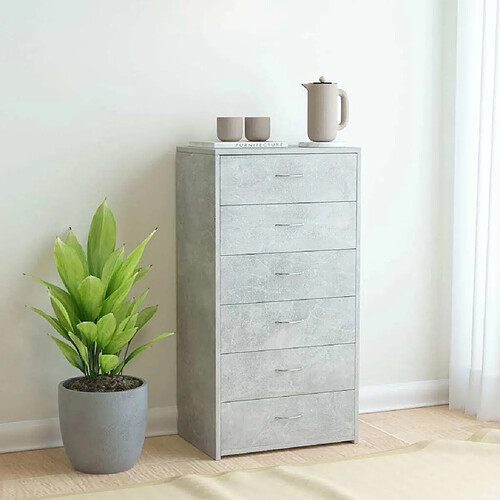 Maison Chic Buffet commode,console avec 6 tiroirs pour rangement Gris béton 50x34x96 cm Aggloméré -MN53947