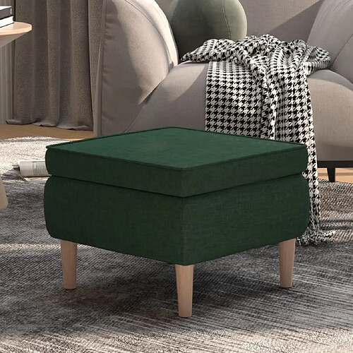 vidaXL Tabouret avec pieds en bois Vert foncé Tissu