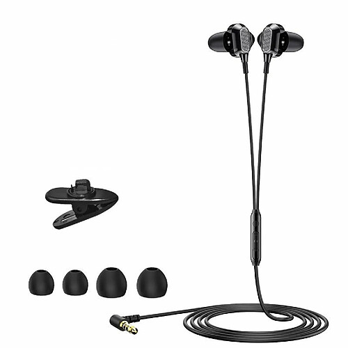 3.5Mm Écouteur 90 Degrés Volume Fil Contrôle In-Ear Subwoofer Musique Gaming Écouteurs Noir