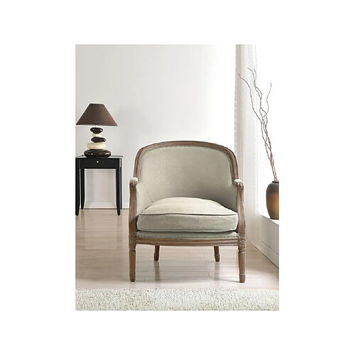 Vente-Unique Fauteuil en lin ALIENOR - Crème