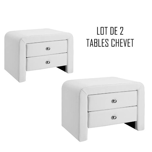 Meubler Design Table Chevet Design Blanc Eva X2