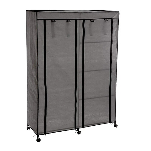 Pegane Armoire de rangement avec penderie sur roulettes coloris gris - Longueur 118 x Profondeur 49 x Hauteur 168 cm