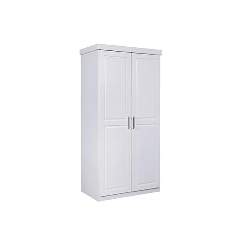 Mes Armoire 2 portes 95x55x190 cm en pin massif laqué blanc