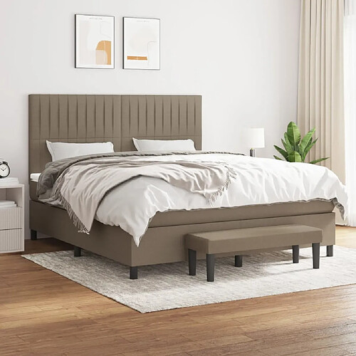 vidaXL Sommier à lattes de lit avec matelas Taupe 160x200 cm Tissu